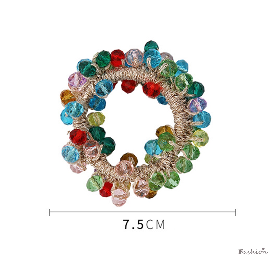 Set 2 Dây Cột Tóc Co Giãn Đính Pha Lê