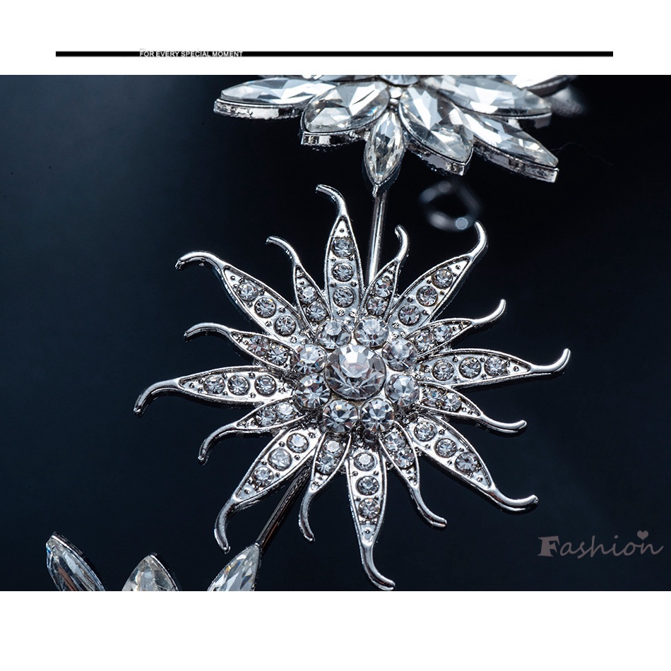 Băng Đô Hoa Tuyết Đính Đá Lấp Lánh Cho Cô Dâu