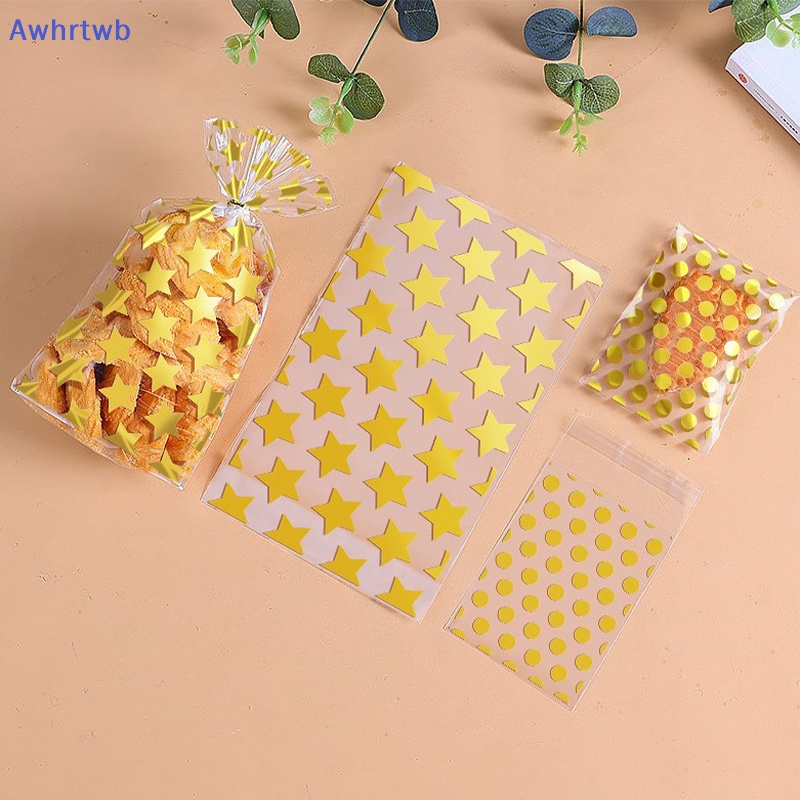 Set 100 Túi Đựng Bánh Kẹo Trong Suốt Hình Ngôi Sao 8X10 + 3cm Tự Dính DIY Mới