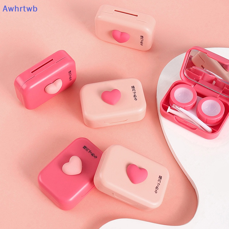 Awhrtwb Hộp Đựng Kính Áp Tròng Kèm Nhíp Màu Hồng Trơn Phong Cách Mới Dành Cho Bạn Nữ Mang Đi Du Lịch