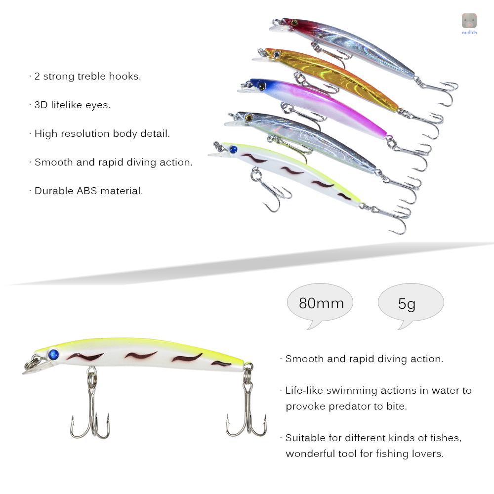 Lixada Set 5 Mồi Câu Cá Giả 0.3-0.9m 5g 80mm Chuyên Nghiệp #Set 6 Móc Treo Đồ 6 Móc Tiện Dụng