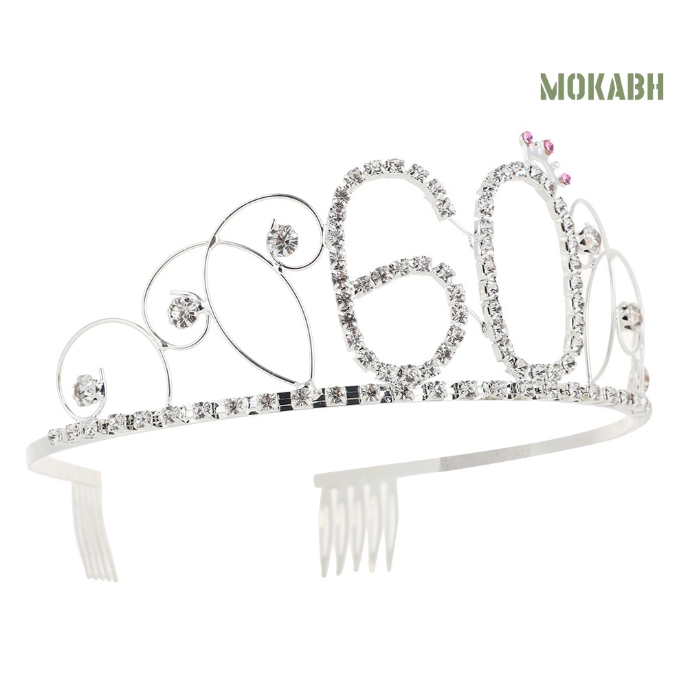 [Mok Abh] Cài Tóc Hình Vương Miện Số 60 Đính Đá Tuyệt Đẹp Cho Cô Dâu