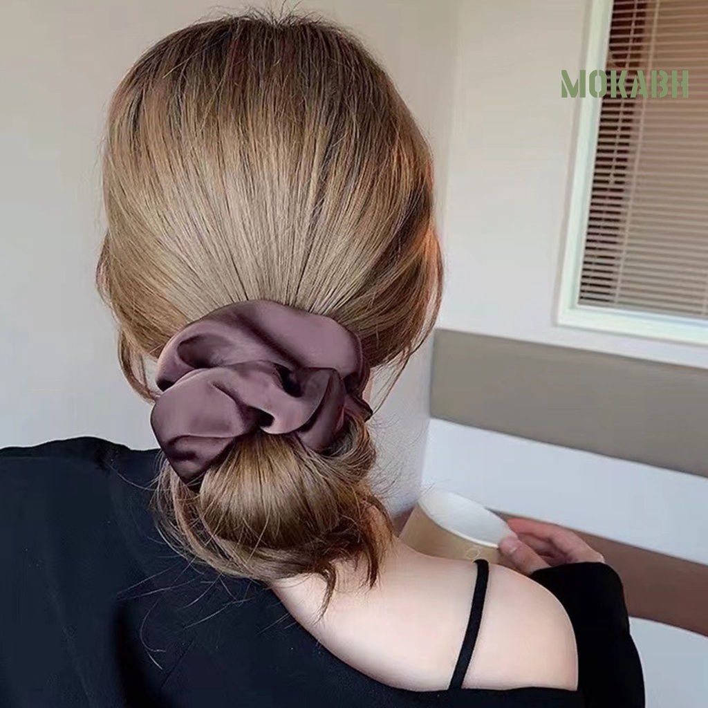 Dây Cột Tóc Co Giãn Bằng Satin Màu Sắc Đơn Giản Thời Trang