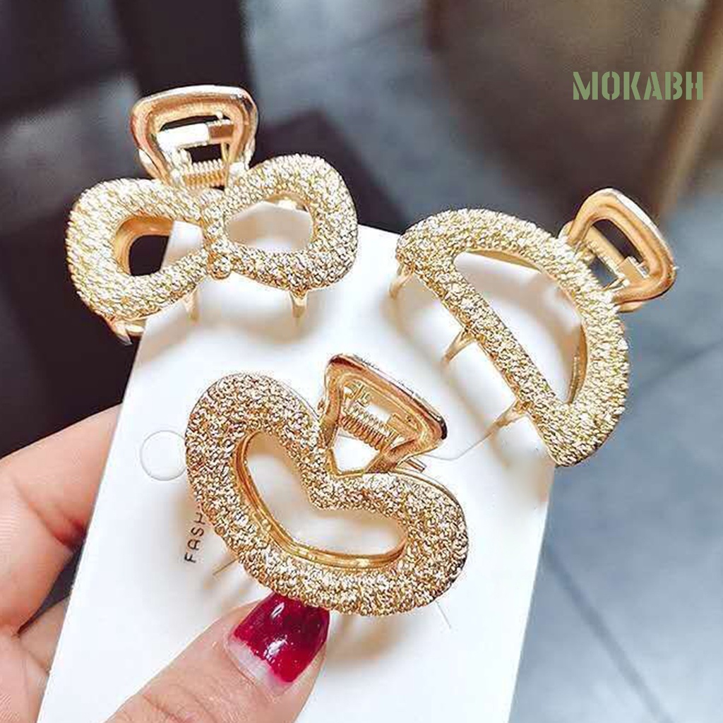 [Mok Abh] Kẹp Tóc Nhiều Kiểu Dáng Đơn Giản Thanh Lịch Bằng Hợp Kim Hình Nơ / Chữ Nhật / Trái Tim / Mặt Trăng / Elip Cho Nữ