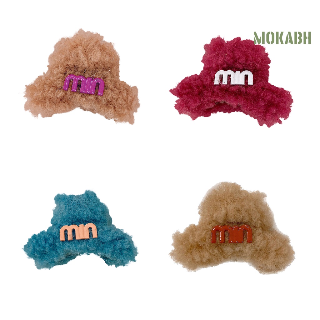 Kẹp Tóc Mềm Mại Màu Trơn Họa Tiết Chữ Phong Cách Hàn Quốc