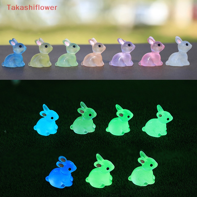 Set 5 Mô Hình Thỏ Dạ Quang Mini Trang Trí Sân Vườn / Nhà Cửa / Xe Hơi