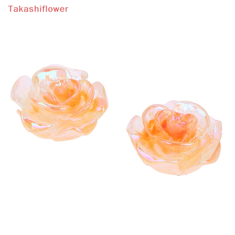 Set 2 Mô Hình Hoa Hồng Dạ Quang Mini Bằng Nhựa Resin Trang Trí Sân Vườn DIY