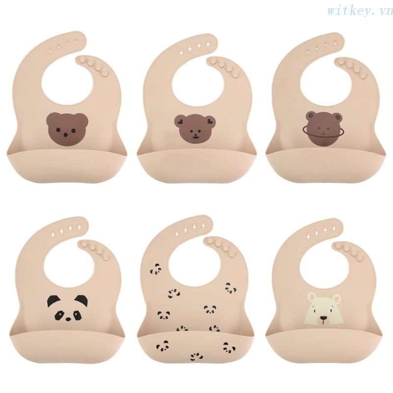 Yếm Ăn Bằng Silicon Mềm Chống Thấm Nước In Họa Tiết Dễ Thương Cho Bé