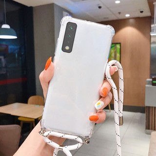 Ốp Điện Thoại TPU Mềm Trong Suốt Có Túi Khí Chống Sốc Có Dây Đeo Chéo Cho Oppo A97 A17 A17K A58 A78 5G A1 Pro
