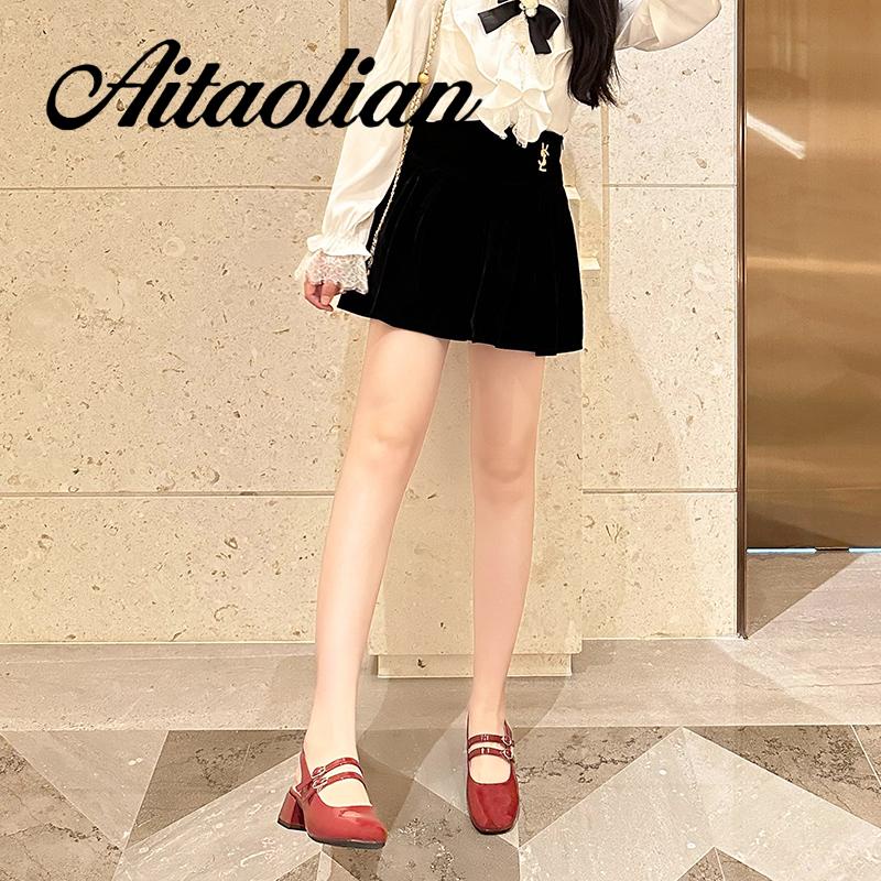 Xăng đan Cao Gót 4cm Da Mềm Mũi Tròn Thời Trang Cho Nữ