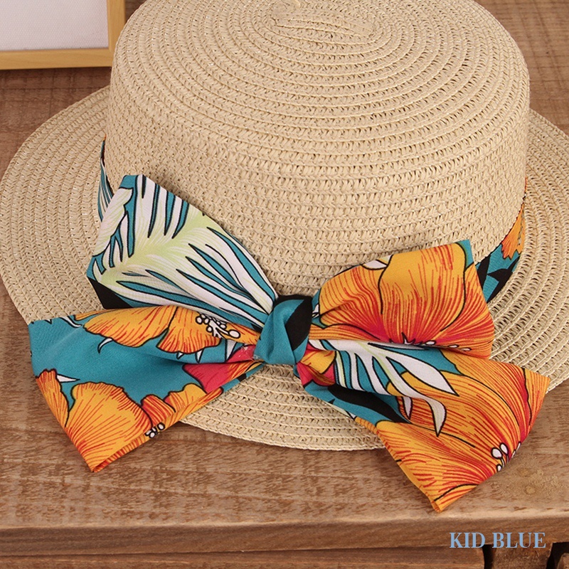 Mũ Cói Chống Nắng Đính Nơ Phong Cách Bohemian Thời Trang Mùa Hè Dành Cho Bé Gái