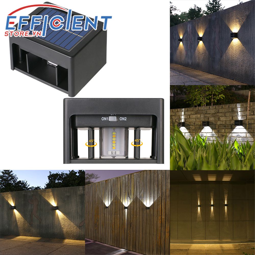 Đèn tường năng lượng mặt trời LED ngoài trời không thấm nước trang trí vườn năng lượng mặt trời ánh sáng lên và xuống chiếu sáng cho tường hiên ban công vườn đường phố hiệu quả. Store VN