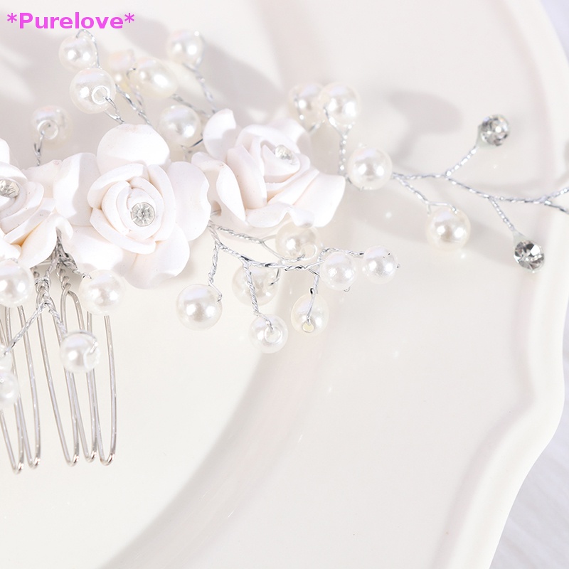 Lược Cài Tóc Hình Hoa Đính Ngọc Trai Nhân Tạo Dành Cho Cô Dâu Mới