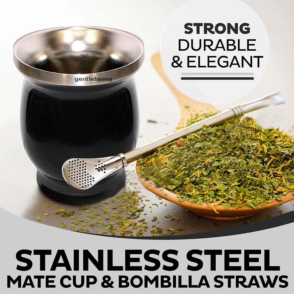 Bộ Cốc Uống Trà Tự Nhiên 8 Oz Yerba Mate Có Ống Hút Chất Lượng Cao|Dụng Cụ Làm Từ Thép Không Gỉ|Dụng Cụ Làm Sạch Dễ Dàng Tiện Dụng