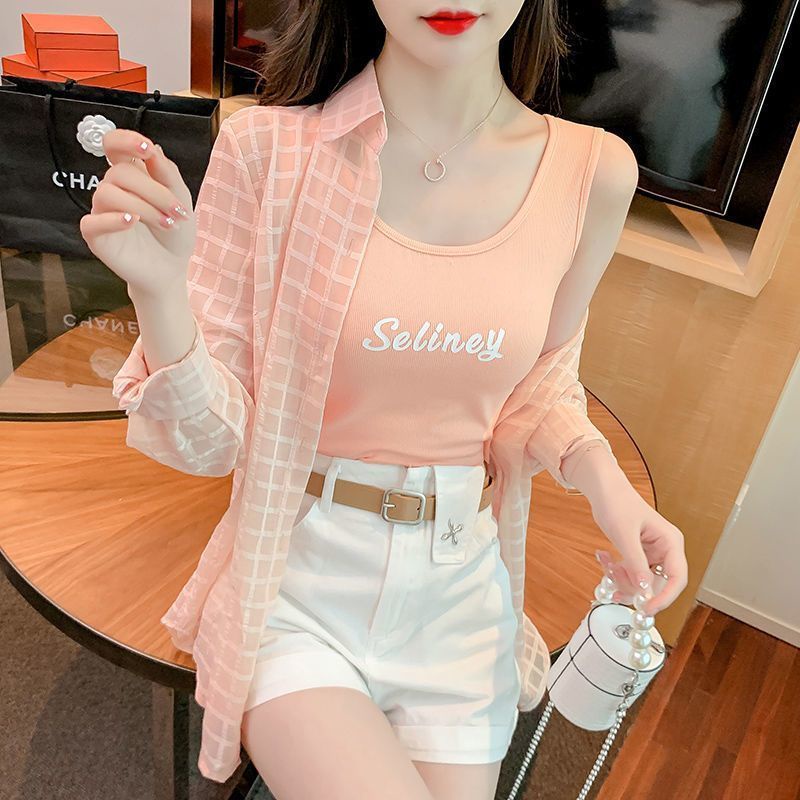 Set Áo Sơ Mi Ba Món Phối Quần Short Thời Trang Mùa Hè 2023 Mới Cho Nữ