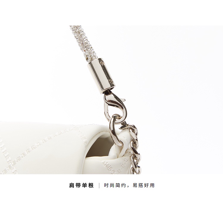 Túi Xách Đeo Vai Họa Tiết Sọc Caro Đính Kim Cương Thời Trang Cho Nữ