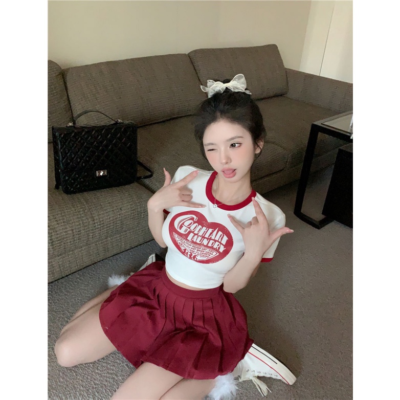 Áo baby tee Thun croptop Nữ Ngắn Tay In Chữ Phong Cách Mùa Hè Thời Trang