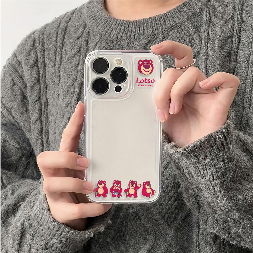 ✅Ốp Điện Thoại Mềm Chống Sốc Hình Gấu Và Dâu Tây Cho Iphone 11plus 13iPhone12 6In Apple 14pro78 max Ybw