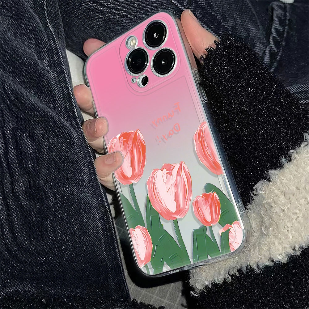 ✅Ốp Điện Thoại Mềm Chống Sốc Họa Tiết Hoa Tulip 6In Cho Iphone 11 1214Pro 13 plus 78