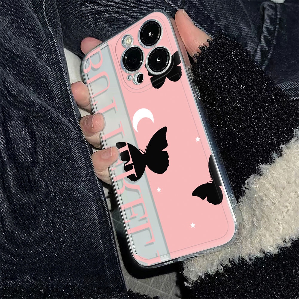 ✅Ốp Điện Thoại Mềm Chống Sốc Họa Tiết Bướm Màu Đen 78 Kiểu Đơn Giản Cho Iphone 1314pro 12 11 6In Plus 7