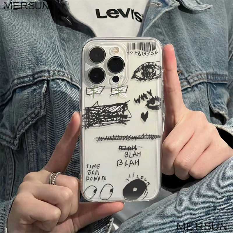 ✅Ốp Điện Thoại Mềm Chống Sốc Họa Tiết Graffiti Đơn Giản Cho Iphone 11Plus 6 13 14Pro 78Max 12 5VHD