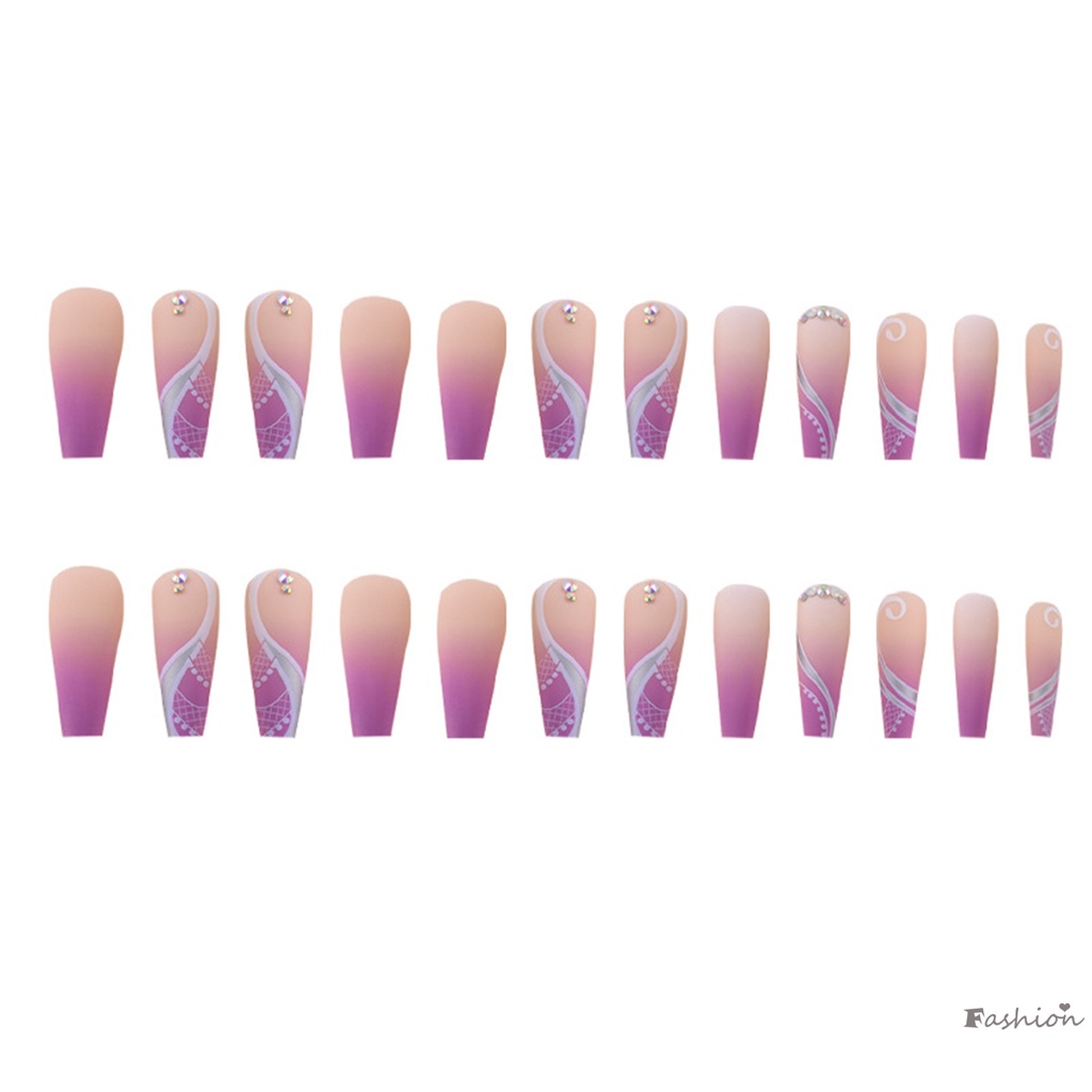 Bộ Móng Tay Giả Hình Vuông Màu Hồng Phong Cách Boho Cổ Điển