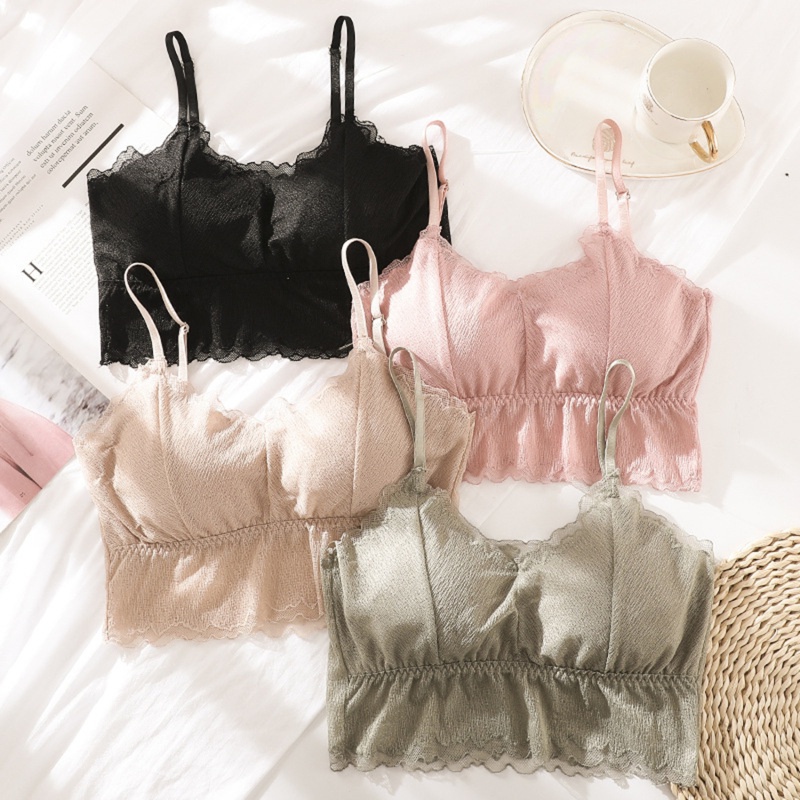Mới Áo Lót Ren Hoa Màu Trơn Dáng Ôm Gợi Cảm Cho Nữ