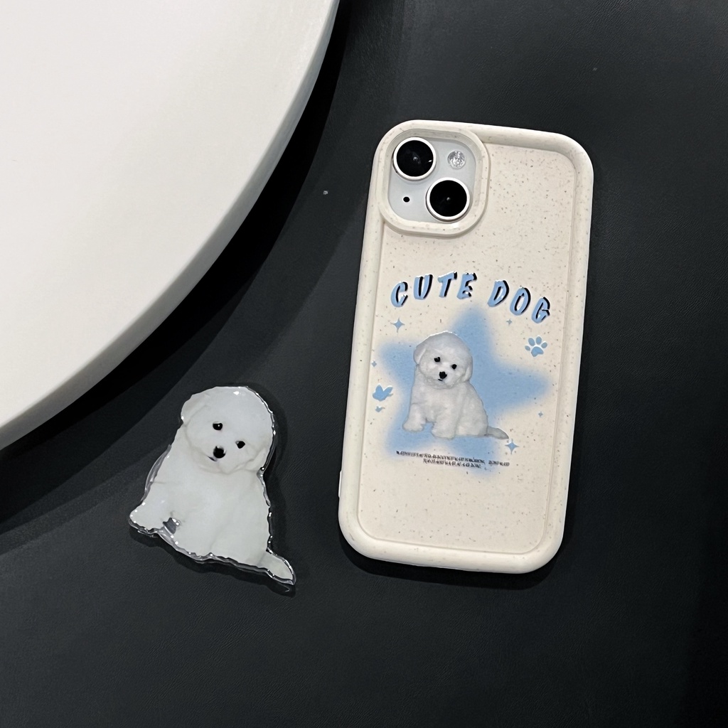 Ốp Điện Thoại TPU Silicon Mềm Bảo Vệ Toàn Diện In Hình Chú Cún Dễ Thương Kèm Giá Đỡ Cho iPhone 13 12 11 14 Pro Max