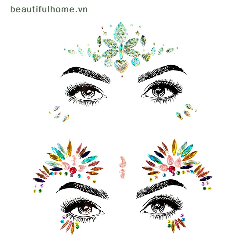 Đá Quý Tự Dính Trang Trí Mặt / Tiệc Tùng Đính Đá Mardi Gras