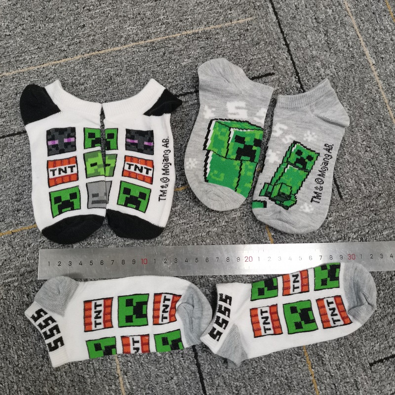 Set 3 Đôi Vớ Họa Tiết Hoạt Hình Minecraft Dễ Thương Cho Bé