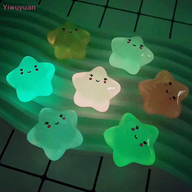 < Yiwuyuan > Đồ Chơi Trang Trí Tiểu Cảnh Ba Chiều Bằng Nhựa Resin Mini Phát Quang Hình Trăng Sao Đám Mây Gắn Xe Hơi DIY