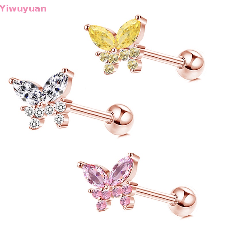 1 Khuyên Tai Xoắn Ốc Đính Đá Zircon Hình Bướm Mới
