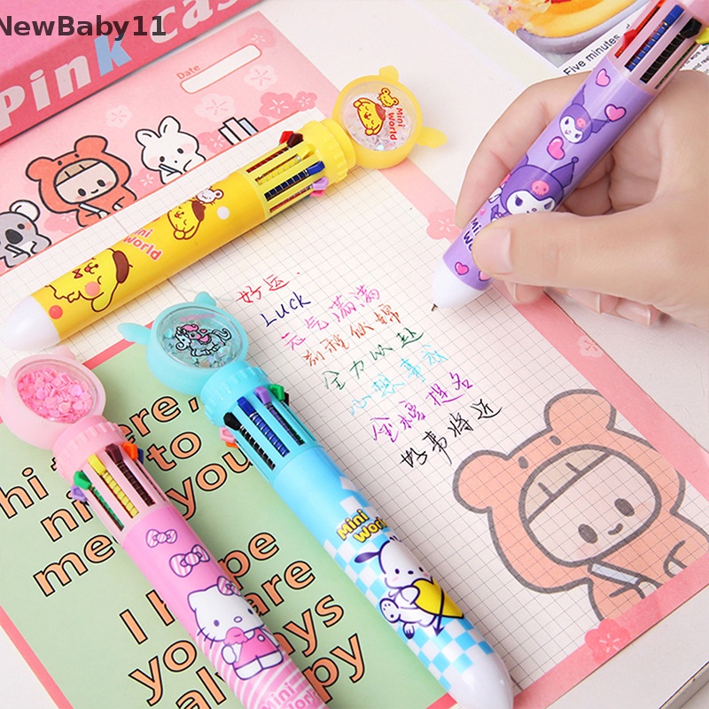 Bút Bi Dạng Nhấn 10 Màu Đa Năng Họa Tiết Hoạt Hình Dễ Thương
