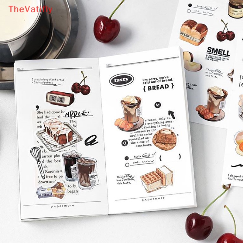 Bộ 2 Tấm Sticker Dán Trang Trí Sổ Tay DIY Hình Đồ Ăn Vặt Đơn Giản