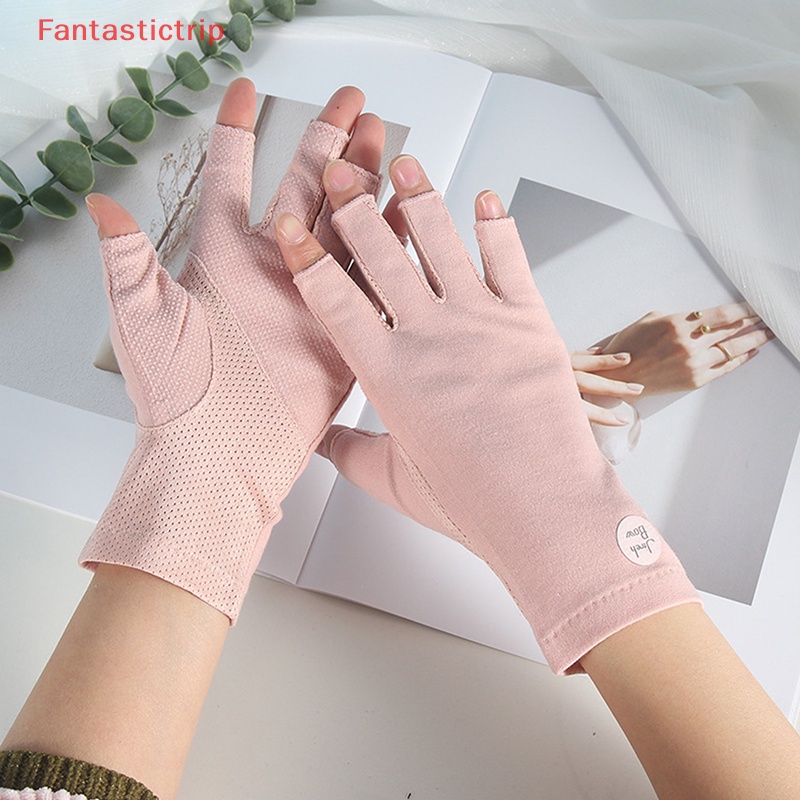 Găng Tay Hở Ngón Chống Trượt Bằng Cotton Phối Ren Thời Trang Mùa Hè Dành Cho Nữ Mới