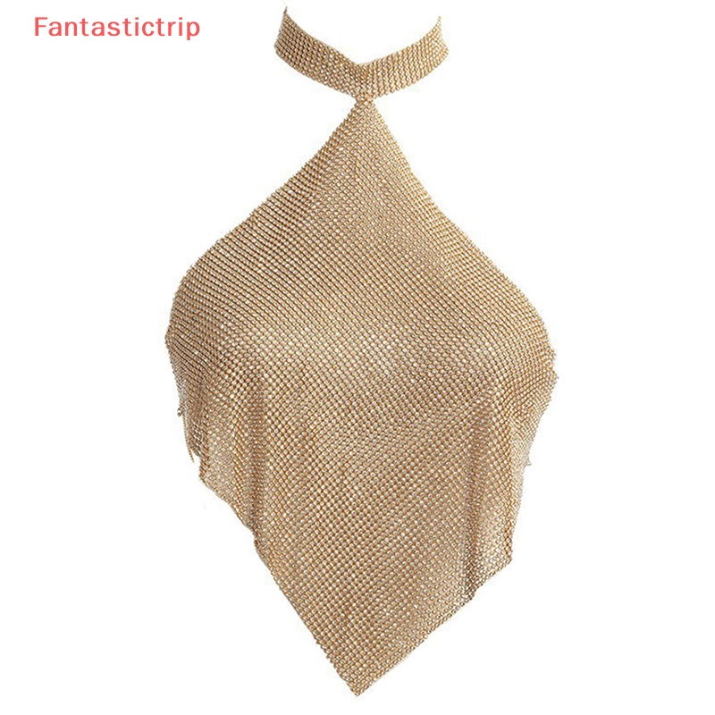 [Fantastictrip] Áo Croptop Đính Đá Hở Lưng y2k Dây Xích Đeo Cơ Thể Đi Tiệc Tùng Cho Nữ