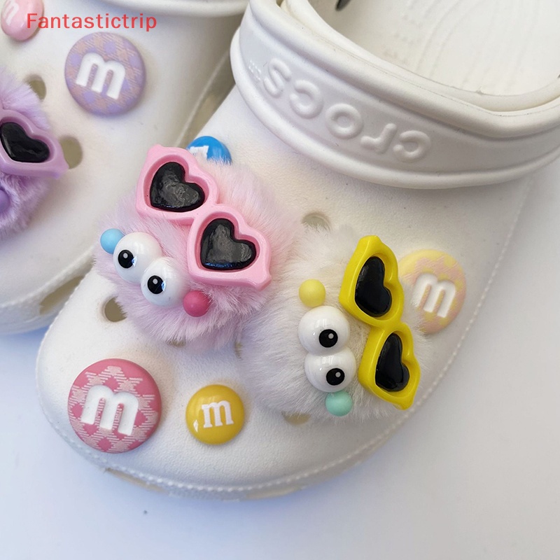 [Fantastictrip] Phụ Kiện Nút Gắn Bóng Lông Dễ Thương Có Thể Tháo Rời Cho Giày Diy Mới