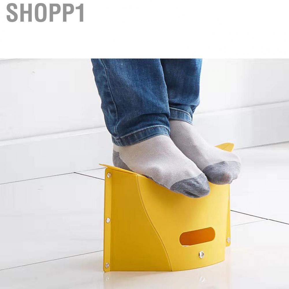 Shopp1 Outdoor Folding Stool Portable Plastic Camping Fishing Low Chair for Travel Train Yellow L