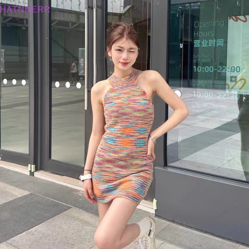 Đầm Ngắn Dáng Ôm Họa Tiết Kẻ Sọc Phong Cách Vintage Thanh Lịch Cho Nữ FHS
