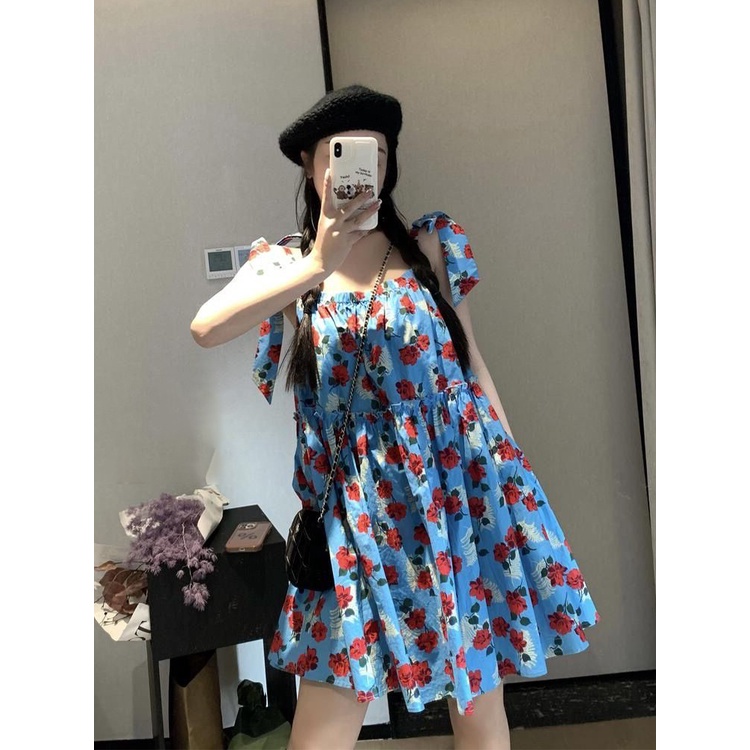 Đầm Công Chúa Hai Dây Họa Tiết Hoa Phong Cách vintage Thời Trang Mùa Hè Mới   HZFWC0999