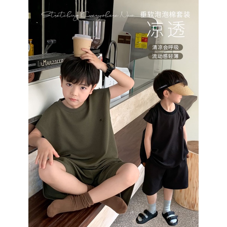 Bộ Đồ Thể Thao Áo Thun Ba Lỗ Thoải Mái Thời Trang Mùa Hè Cho Bé Trai