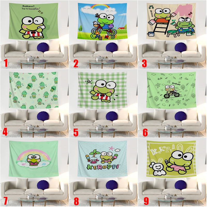 SANRIO Thảm Polyester In Họa Tiết Keroppi Dễ Thương Kèm Kẹp Treo Trang Trí Phòng Khách / Phòng Ngủ / Bé