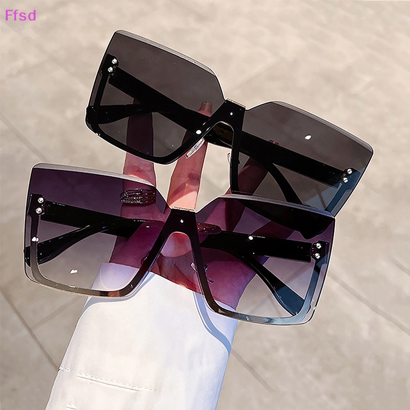 Kính Mát Gọng Vuông Không Viền Chống Tia UV400 Thời Trang Cổ Điển Cho Nữ
