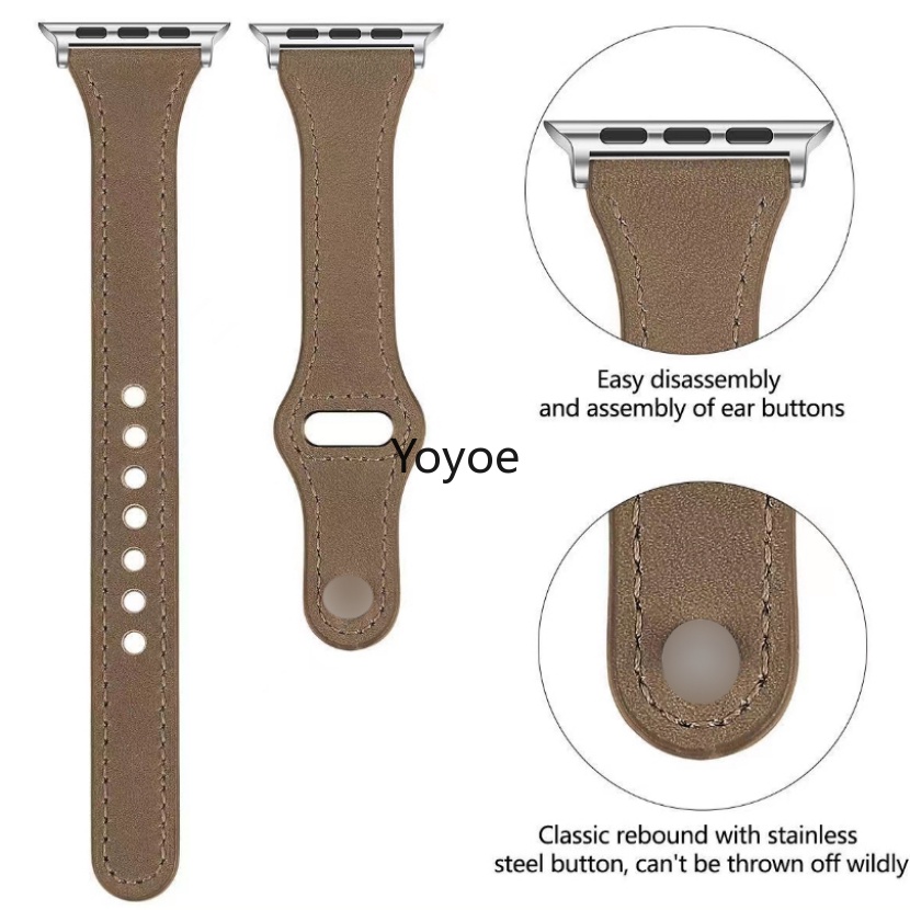 Dây Đeo Bằng Da Kích Thước Nhỏ 45mm 44mm 49mm 41mm 40mm 42mm 38mm Cho iWatch Series 1 2 3 4 5 6 SE 7 8 Ultra