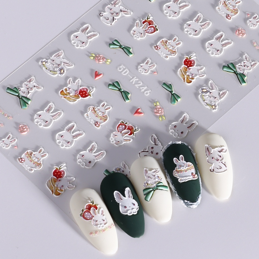 Miếng Dán Trang Trí Móng Tay Bằng Acrylic Dập Nổi Họa Tiết Hoạt Hình Dễ Thương