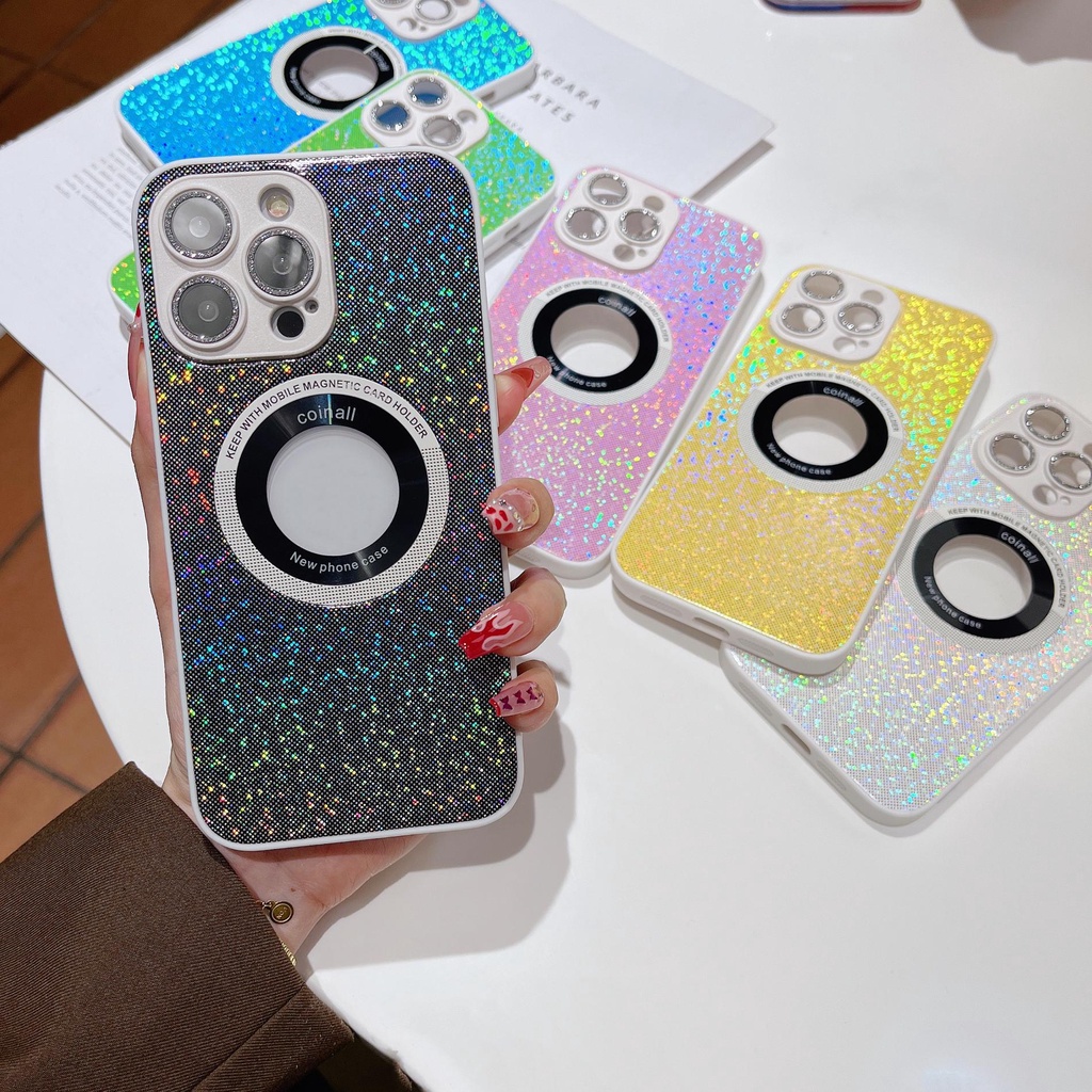 Ốp Điện Thoại PC Cứng Trong Suốt Đính Kim Cương Nhiều Màu Chống Rơi Cho iPhone 12 13 14 Pro Max