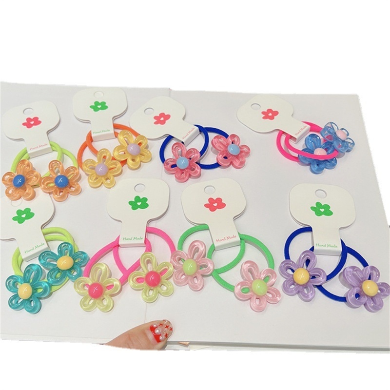 Set 2 Dây Buộc Tóc Cao Su Đính Hoa Thời Trang Cho Nữ
