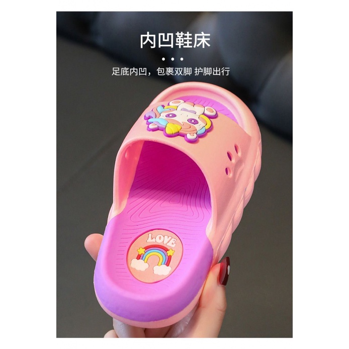 Dép Xỏ Ngón Đi Trong Nhà Mềm Mại Chống Trượt Họa Tiết Kỳ Lân Hoạt Hình Thời Trang 2023 Cho Bé