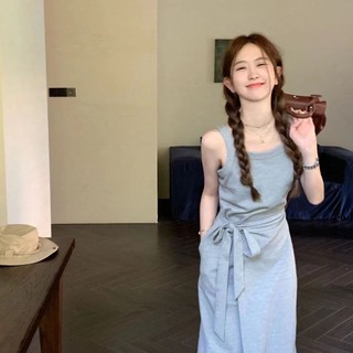 Đầm Dài Dáng Chữ A Không Tay Màu Trơn Phong Cách Pháp Thời Trang Mùa Hè 2023