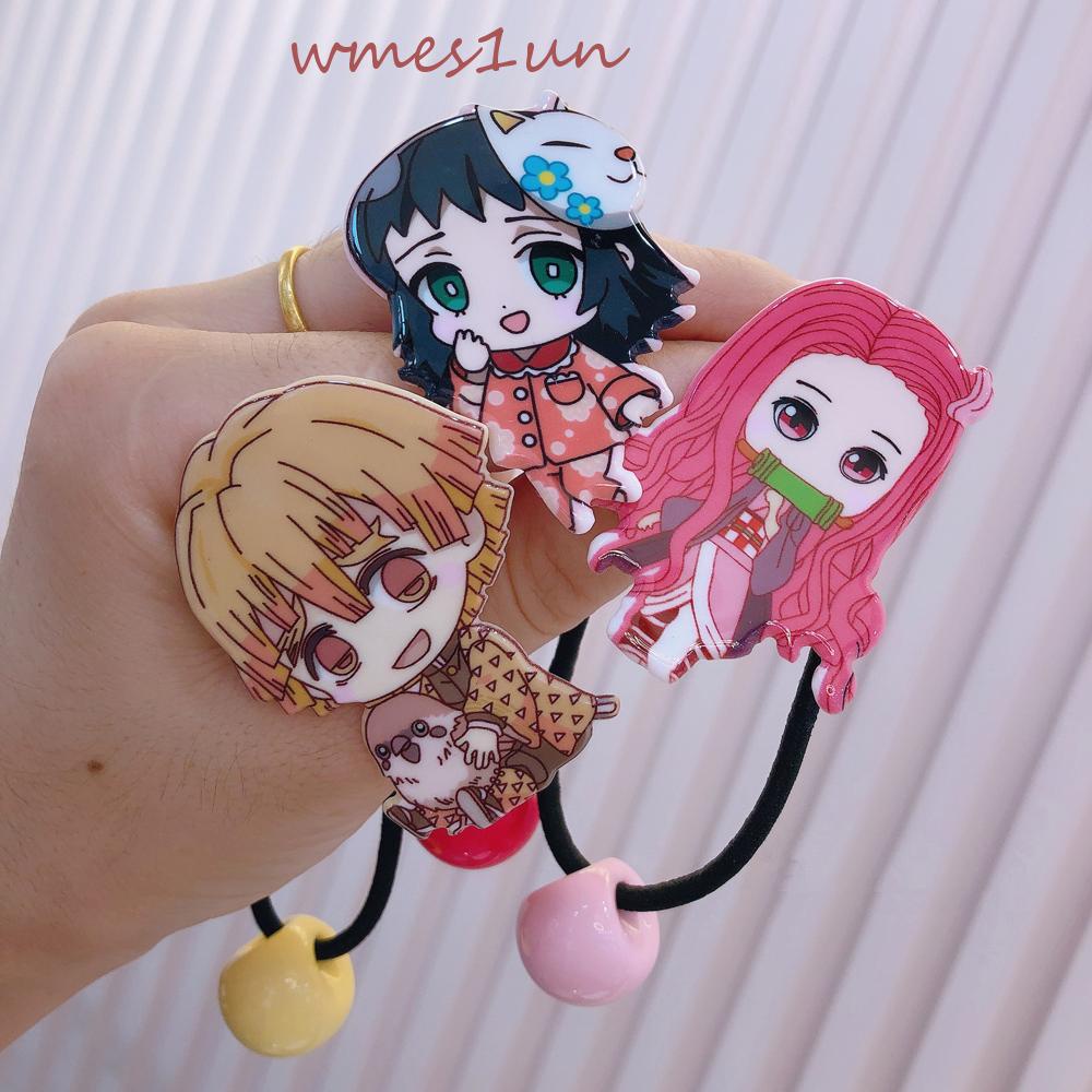 Dây Buộc Tóc Co Giãn Bằng Cao Su Acrylic In Họa Tiết Demon Slayer 15H Cho Nữ